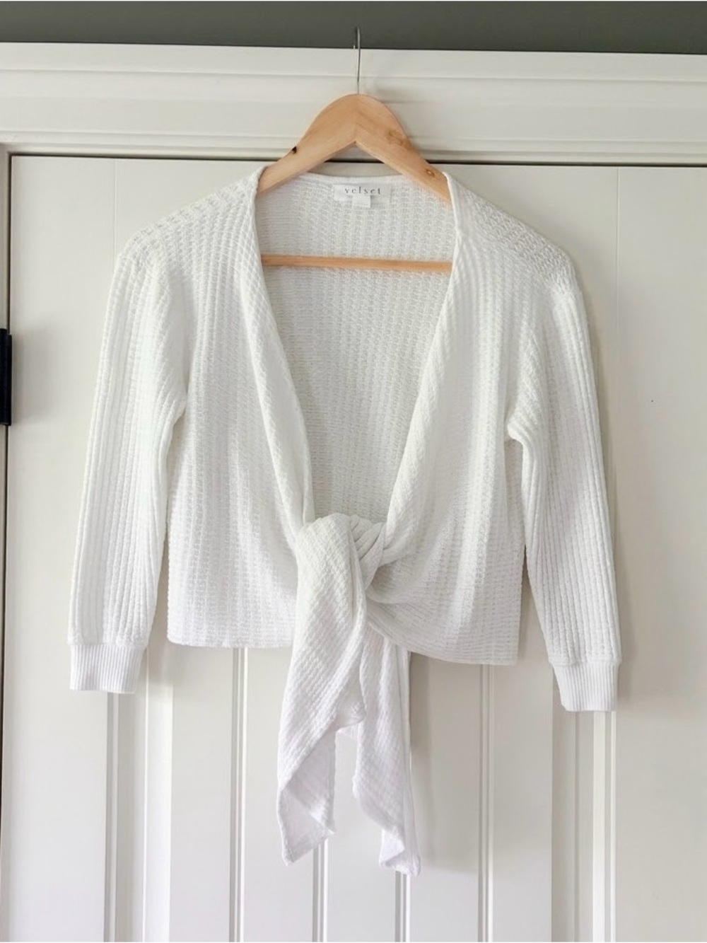 Velvet by Graham & Spencer White Waffle Knit Cardigan XS- Balletcore Yoga